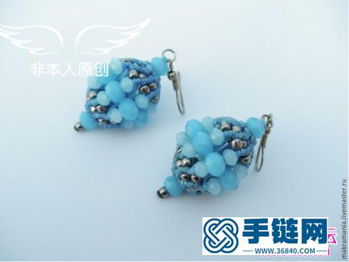 斜卷結和串珠制作的海洋之星耳環教程